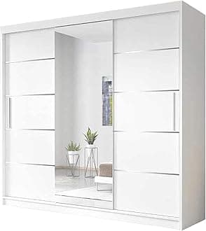 Oslo Mirror Bedroom Sliding Wardrobe (White, 250)