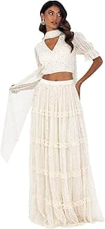 Maya DeluxeWomen's Indian Traditional Dress Outfit Lengha Choli Lehenga Saree Skirt and Top Dupatta Coord Set for Wedding Guest