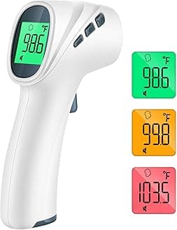 Touchless Thermometer for Adults, Digital Infrared Thermometer Gun with Fever Alarm, Forehead and Object 2 in 1 Mode, Fast Accurate Results (Gray)