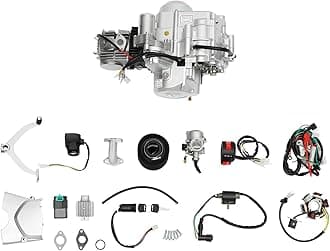 125CC Engine Motor 4-Stroke Horizontal Engine, ATV Quad Engine Motor Complete Kit Semi-auto Single Cylinder Air-Cooling Motor w/Reverse Electric Starter for ATV Go Kart