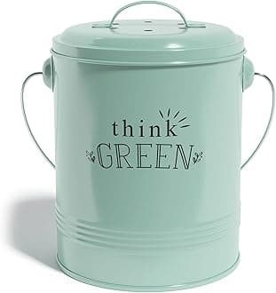 Barnyard Designs Compost Bin for Kitchen Counter - 1.2 Gallon Countertop Composter with Extra Smell-Absorbing Filters and Inner Bucket for Easy Cleaning - Food Waste Bin for Kitchen with Lid (Mint)