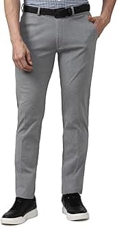 Men's Slim Fit Mid Rise Formal Stretchable Knit Super Trouser | Comfort Lycra | 360-Degree Stretch, Grey, 36