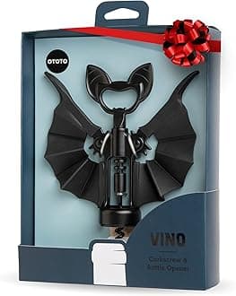 OTOTO Vino Bat-Shaped Bottle Opener - Black Silicone with Metal - Design Award Winner