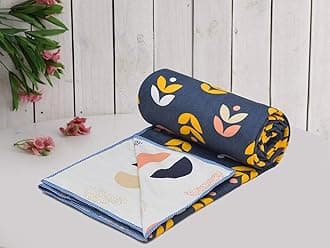 COZY FURNISH Super Soft Brushed Microfiber Cotton 3 Layer Breathable Single Dohar Lightweight Warm Bed Dohar 57X87(Inches) 144X220(CM) Flannel Dohar Throws for Bed (DarkBlue)