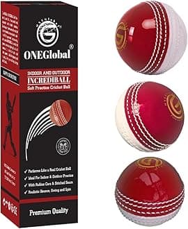 Soft Rubber Cricket Ball for Practice | Outdoor & Indoor Practice Cricket Ball with Core & Stitched Seam | Realistic Feel, True Bounce & Swing for Practice, Honing Skills & Family Fun