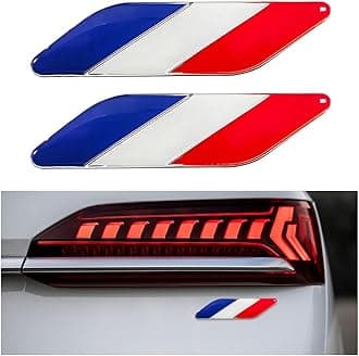 2 PCS 3D Tricolor Flag Emblem, Car Exterior Emblem Badge Sticker Decal, Vehicle Fender Bumper Decals, 3D Aluminum Declaration Badge for All Models, Universal Car Accessories (France)