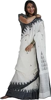 SIRILWomen's Printed Cotton Saree with Unstitched Blouse Piece