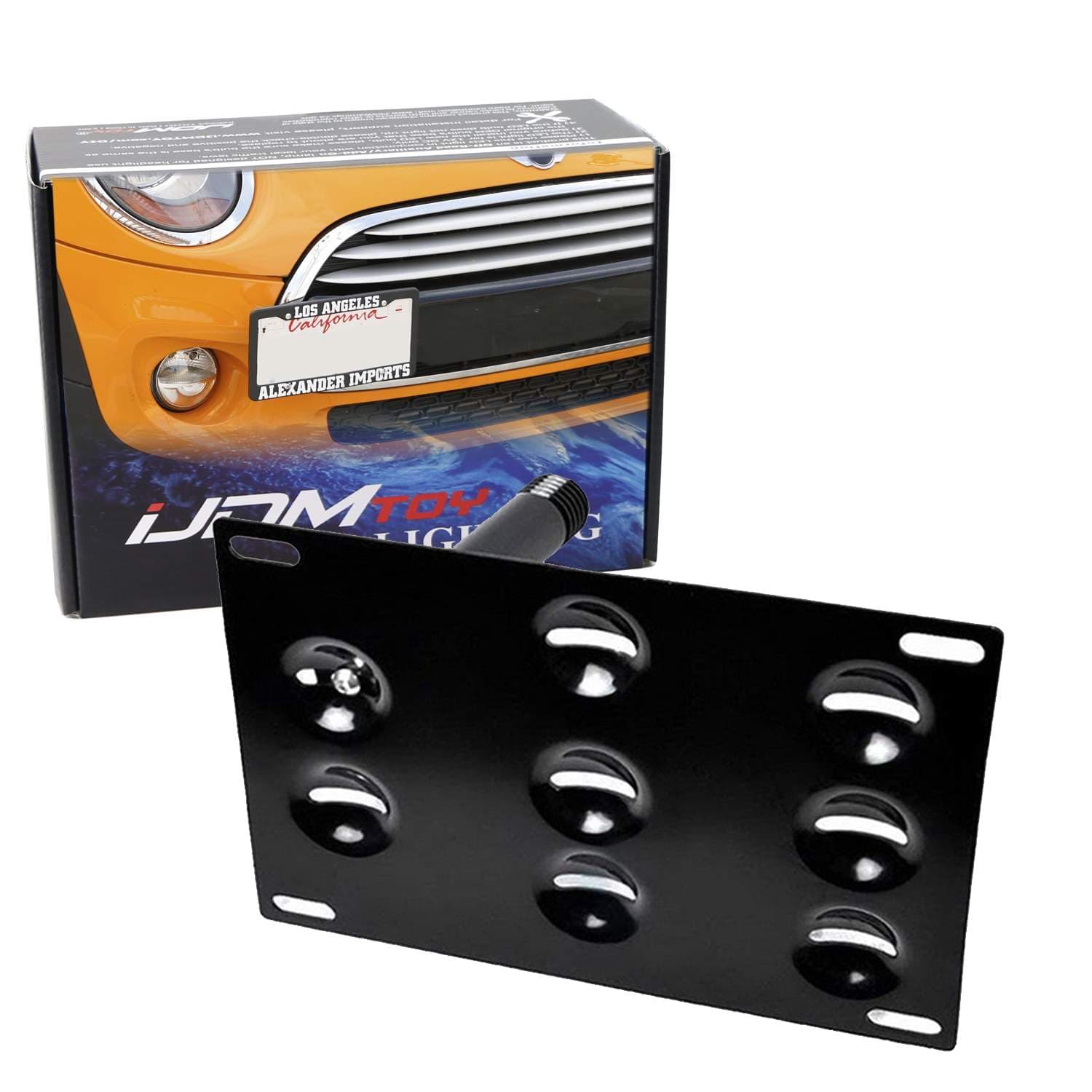 iJDMTOY No Drill Front Bumper Tow Hook License Plate Mounting Bracket Adapter Kit Compatible with Mini Cooper 3rd Gen F55 F56 Cooper Hardtop/Hatch