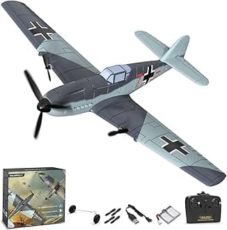 RC Plane 3 Channel Remote Control Airplane Fighter Toys, 2.4GHz 6-axis Gyro Stabilizer RTF Glider Aircraft Plane, Easy to Fly for Adults Beginners (BF109)
