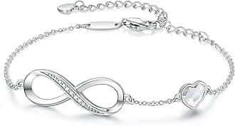 CDE Infinity Heart Symbol Charm Bracelet for Women Stainless Steel 925 Sterling Silver Adjustable Mother's Day Jewelry Gift Birthday Valentine’s Day Gifts for Women Mom Wife Girls Her