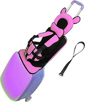 saicheek Toddler suitcase Seat with Anti-Slip Rope, Pink Color, Ride on Luggage Seat for Kids (suitcase not included)