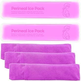 Perineal Cooling Pad, Postpartum Cold Packs Gel Bead Ice Pack Cold Therapy for Women After Pregnancy and Delivery, 2 Ice Pack and 3 Cover (Purple Gel Ice Pack)