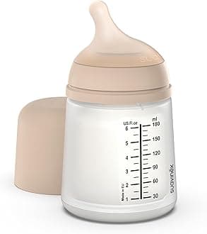 Suavinex, Zero Zero Zero Anti-Colic Baby Bottle with Adjustable Silicone Teat (A), for Babies from 0 Months and Newborns, Especially for Breastfeeding, Breast Milk and Infants, 180 ml, Light