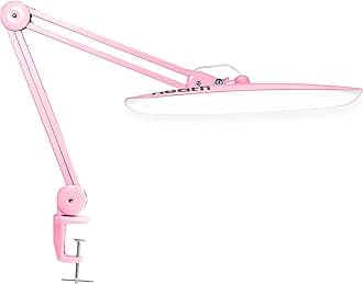XL 2200 Lumens 24W LED Desk Lamp – Shadow-Free Task Lighting | 4-Level Dimming | Home Office & Crafts Use | 20-Inch Wide Head (Pink, Non-CCT with Clamp)