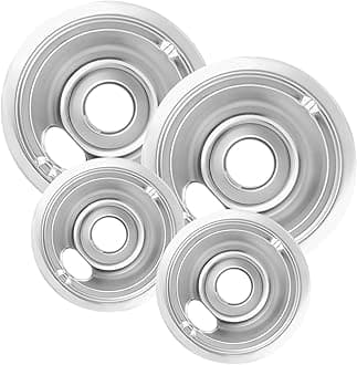 - 4-Piece Drip Pans Set - Compatible with GE Stoves - Chrome Finish Electric Stove Burner Drip Pans - 2 x 6inch, 2 x 8inch Stove Drip Pans - GE Stove Drip