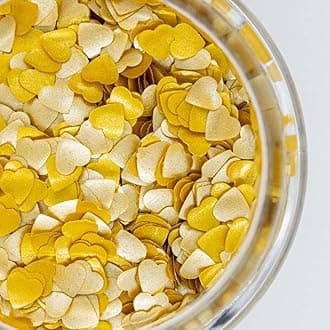 Edible Glitter Heart Sprinkles for Cookie Decorating Edible Glitter for Drinks Fancy Gold Sprinkles for Cake Decorating Drink Glitters Cake Decorations Glitters for Cakes Vegan Sprinkle