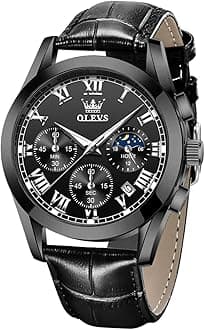 OLEVSOLEVS Watches for Men Brown Leather Gold Case Analog Quartz Fashion Business Dress Watch Day Date Luminous Waterproof Casual Male Wrist Watches