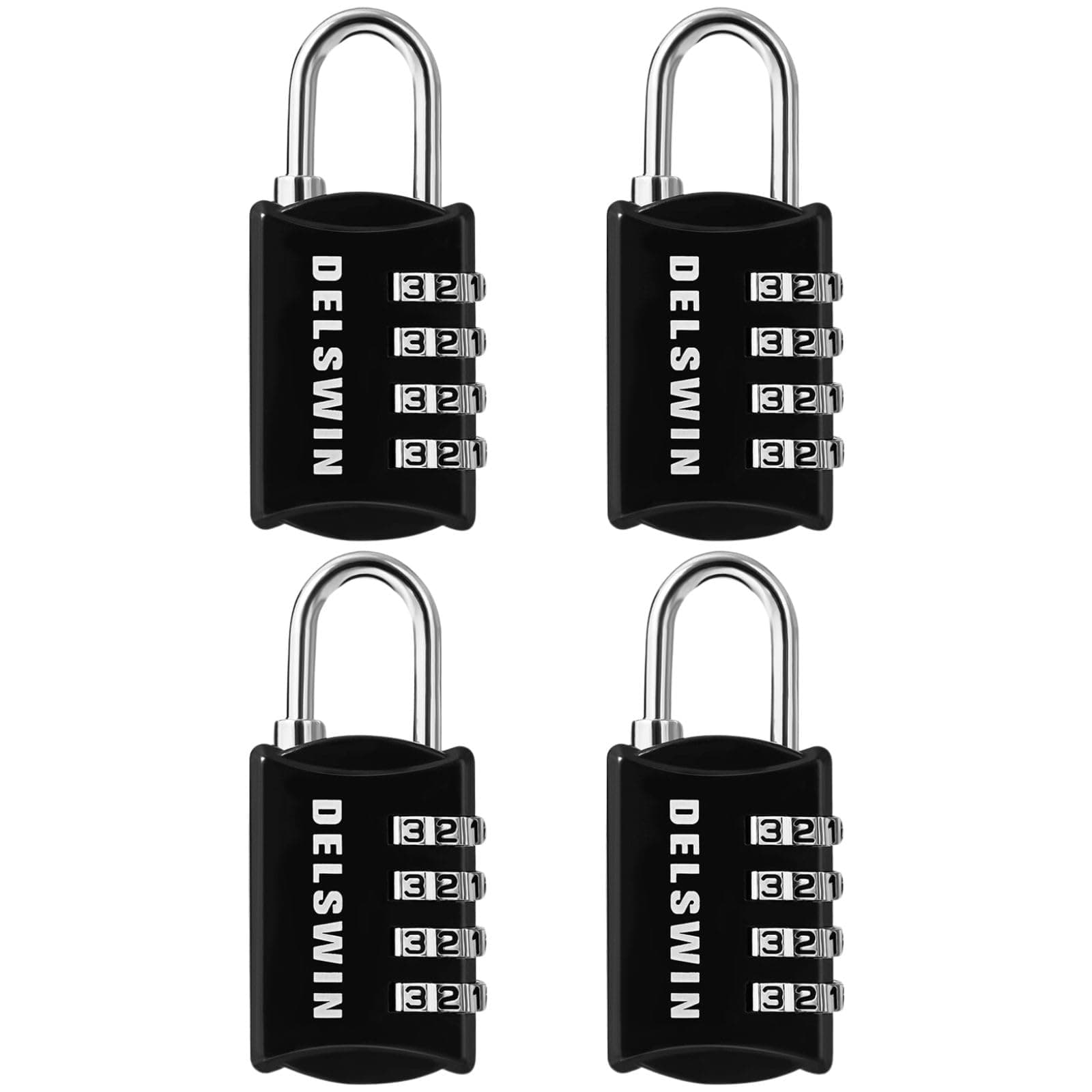 4 Pack Black Combination Locks