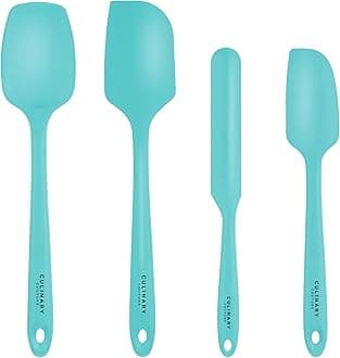 Culinary Couture 4-Piece Aqua Silicone Spatula Set - Heat Resistant up to 608°F, BPA-Free Cooking Utensils for Nonstick Cookware - Baking Utensils