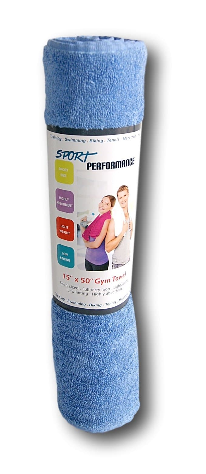 Terrycloth Gym Towel - 15'' x 50'' - Solid Blue