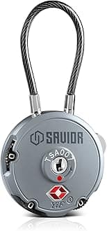 Savior Equipment Quality TSA-Approved 3-Digit Combination Cable Travel Luggage Locks for Rifle Bag Firearm Gun Case Accessories Ammo Boxes Outdoor Storage, SW Gray, 1-Pack
