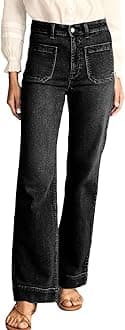 AstylishWomen's Wide Leg Jeans High Waisted Stretchy Straight Leg Jeans Loose Trendy Zimbaplatinum Denim Pants with Pocket