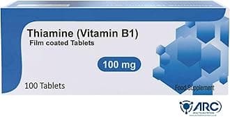 Vitamin B1 Thiamine 100mg 100 Vegetarian Tablets - High Strength B1 Supplement, for Men & Women Supports Energy Production, Made in The UK