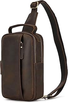 newsbirdsSling Bag Leather Shoulder Bag Chest Bag Shoulder Bag Men's Bum Bag Backpack Daypacks Waterproof Leather