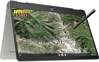 HP Laptop X360 14a Chromebook in Silver 14in FHD Touchscreen Intel Celeron N4500 4GB DDR4 128GB eMMC WiFi Webcam Pen Chrome OS (14a – Renewed)