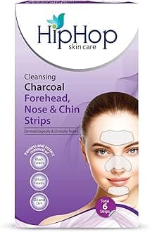 Hiphop Skincare Cleansing Charcoal Forehead Nose And Chin Strips For Blackhead Removal And Pore Cleansing Total Strips, Aloe Vera, 6 Count