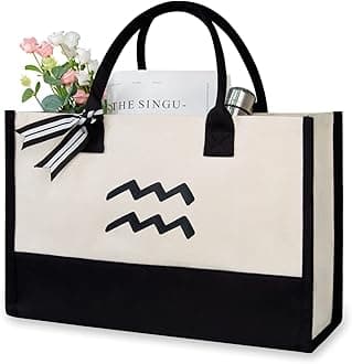 TOPDesignPersonalized Initial Canvas Beach Bag, Monogrammed Gift Tote Bag for Women