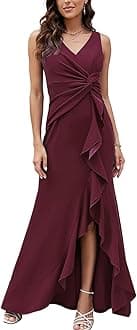 FQA Formal Evening Dresses for Women Elegant Evening Party Prom Dress Long Sexy V Neck Sleeveless Split Wrap