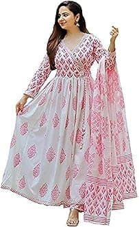 Women's Cotton Printed Kurta With Palazzo & Dupatta Set