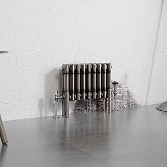 Warmehaus 300x427mm Raw Metal Horizontal 3 Column Radiator Traditional Cast Iron Style Bathroom Radiator Central Heating