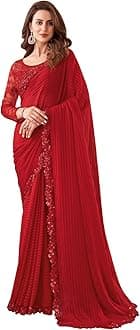 SIRILWomen's Self Woven, Lace Georgette Saree with Unstitched Blouse
