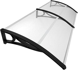 VOUNOT Front Door Canopy Outdoor Awning, Rain Shelter for Back Door, Porch, Patio, Window, 200 x 80 cm, Black