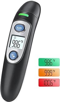Infrared Thermometer for Adults,Forehead and Ear Thermometer for Fever, Babies, Children, Adults, Indoor and Outdoor Use (Black)