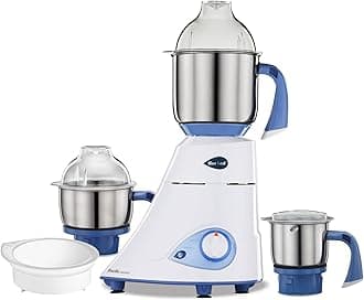 Diamond 750 Watt Mixer Grinder | 3 Jars & Flexi lid | 2yr Guarantee & Lifelong Free Service | FBT Motor I Powerful Grinding & Blending | Perfect for Smoothies & More I White Color |