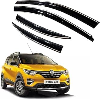 Premium Chromeline & Silverline Unbreakable Car Rear Window Wind Deflectors & Side Door Visor Rain Guard Compatible with (Renault Triber (2019 Onwards))