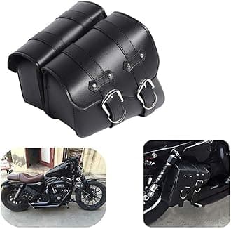 Vechkom Motorcycle Saddle Bags Side Bags Saddlebags Softail PU Leather for Harley Sportster Waterproof