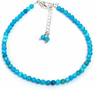 Real Turquoise Crystals Bracelet, 3mm Best Grade Micro Cut Beads, Chakra Healing Gemstone, Beautiful Simple Jewelry, Silver Plated Jewelry 8 inch