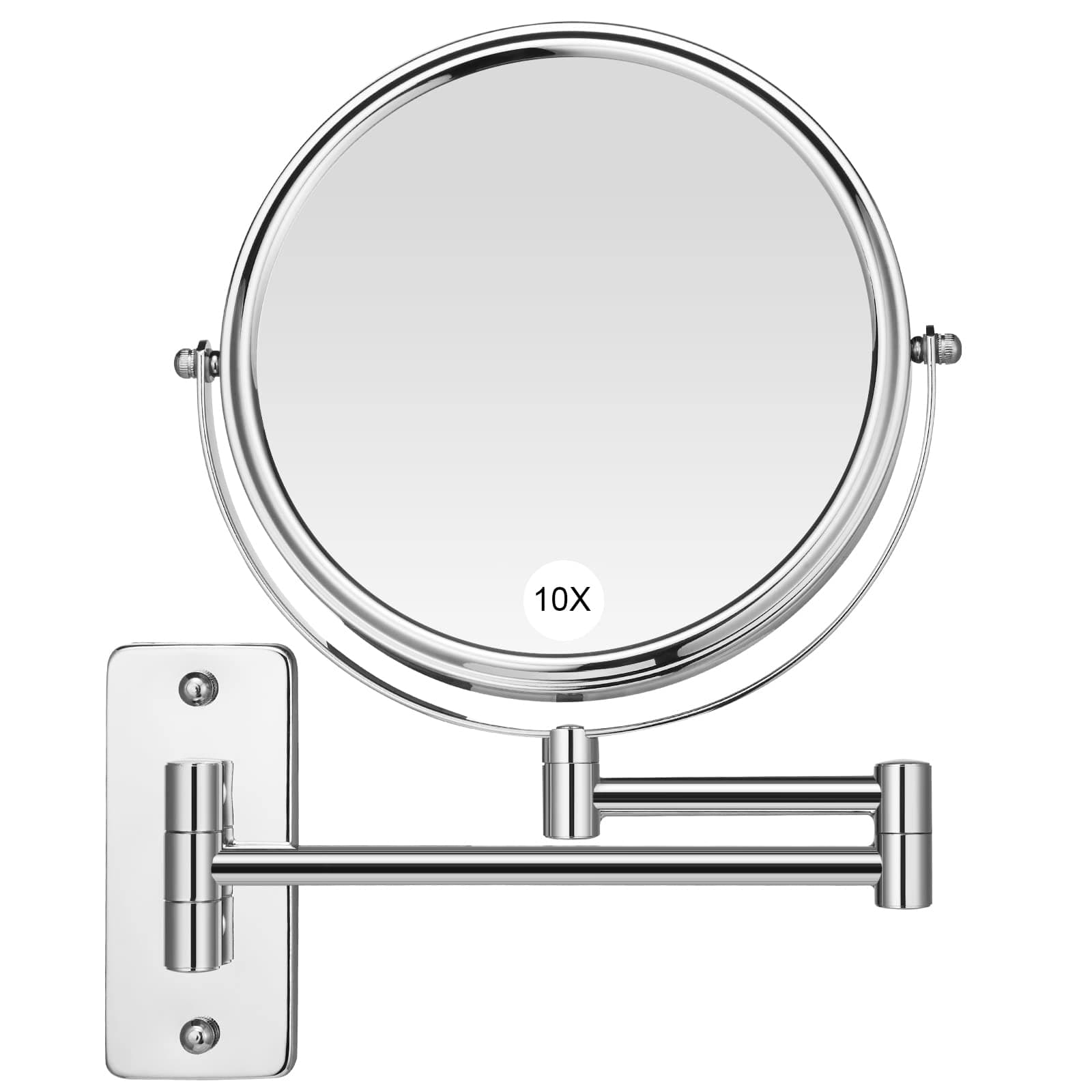 Magnifying Mirror,Makeup Mirror Wall Mounted,8 Inch Magnifying Makeup Mirror,1X/10X Magnifying Mirror Wall Mounted,360 Rotation Vanity Mirror,Chrome Finish