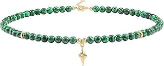 Turquoise Beaded Choker Necklace Chakra Stone Necklace Adjustable