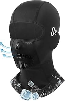 Cooling Balaclava Men Women (with Glasses Holes Unique Design), Summer Full Face Mask for Motorcycle Cycling Construction Workers, Helmet Friendly, Sun UV & Dust & Wind Protection Black
