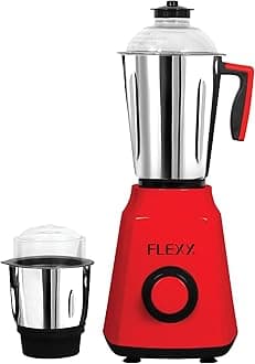 FLEXY® 2-IN-1 Mixer Grinder 800W Blender | Spice Grinding, Smoothie Making, Food Chopping & Juicing | Includes 2 Stainless Steel Jars (1.5L & 0.5L) | Ergonomic Grip & Overload Protector (Red)