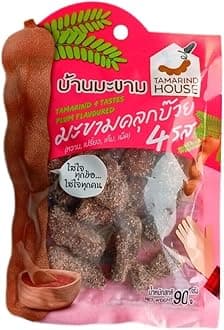 Tamarind House Thai Fruit Dried Sugar Tamarind 4 Taste Flavour Sweet Sour Spicy Salt Chilli 75g Candy Snack (1, Plum)