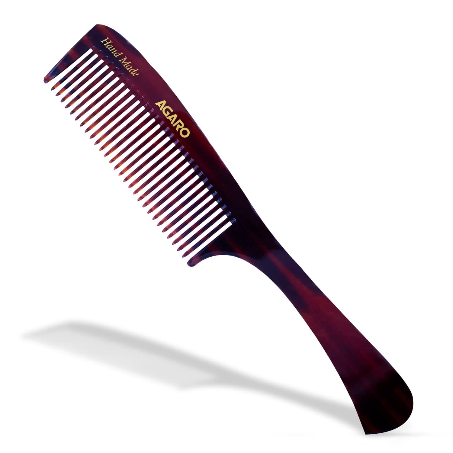 AGAROHand Made Comb With Handle, Grooming Comb For Professional Styling, Wide Tooth, Smooth Rounded Teeth, Hair Styling, Hair Brushing, Hair Dressing, Cellulose Acetate Comb, For Men & Women, HMC79,