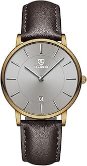 Watch, Mens Watch, Minimalist Fashion Simple Wrist Watch Analog Date with Leather Strap