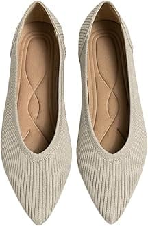Women's Flats Shoes Pointed Toe Knit Ballet Comfortable Dressy Slip On Flat