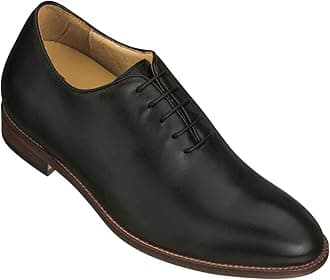 TOTO Men's Invisible Height Increasing Elevator Shoes - Black Premium Leather Lace-up Formal Oxfords - 2.6 Inches Taller - S3001 - Size 12 D(M) US